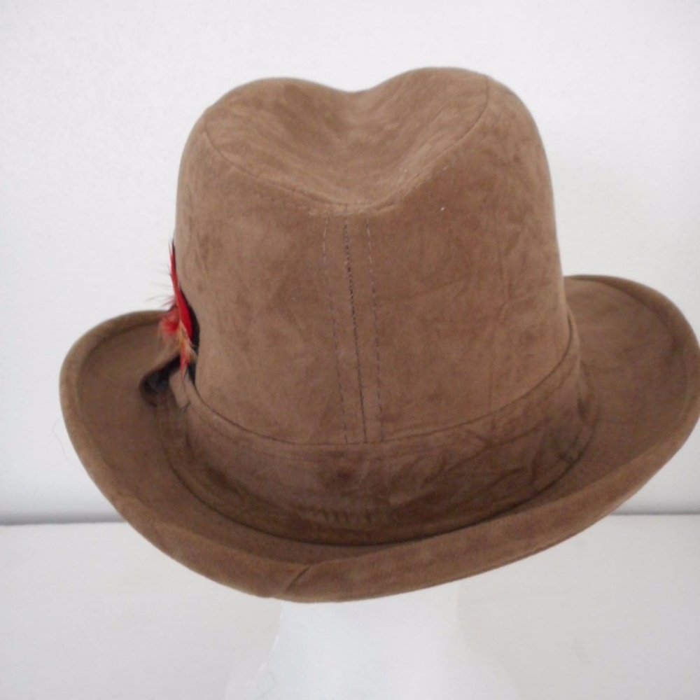 Vintage Brown Suede like Fedora style hat Size S - Picture 5 of 7